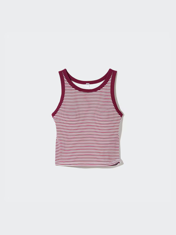 Top con Reggiseno a Coste Taglio Corto a Righe | Uniqlo IT