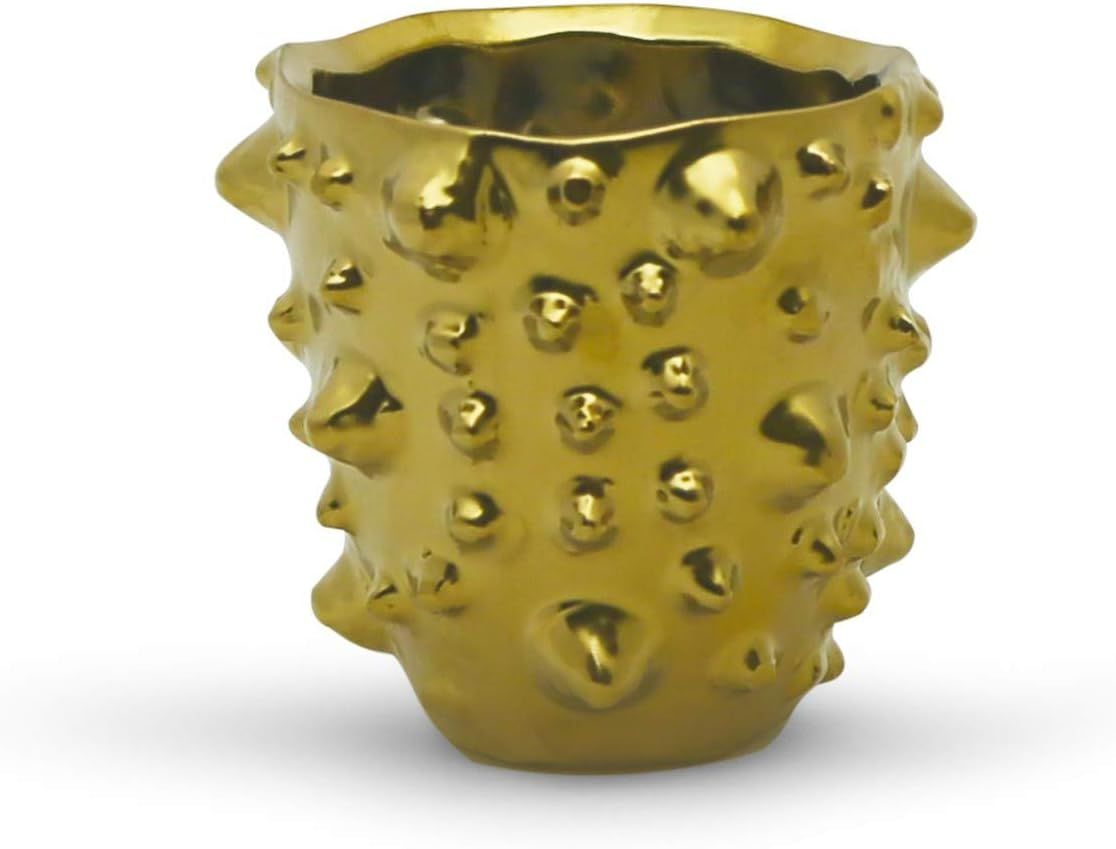 WGV Ceramic Vase, Width 3.35", Height 3.35", Spike Antique Pot, Gold with Dot Pattern Shiny Plant... | Amazon (US)
