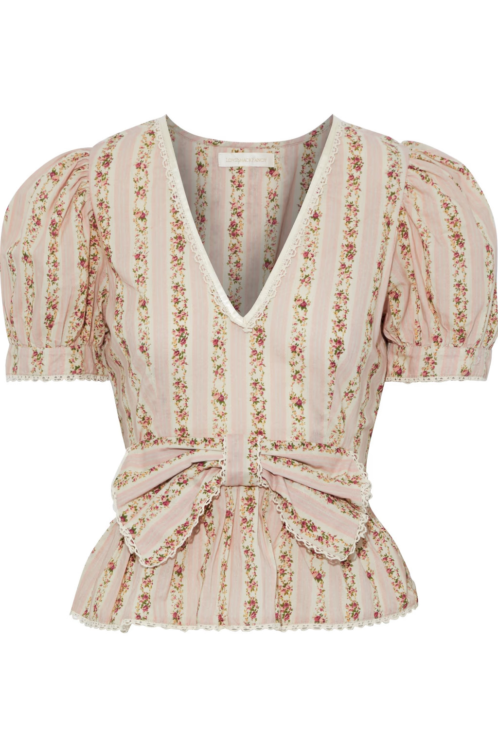 Blush Rikki bow-embellished floral-print cotton top | Sale up to 70% off | THE OUTNET | LOVESHACK... | The Outnet (US and CA)