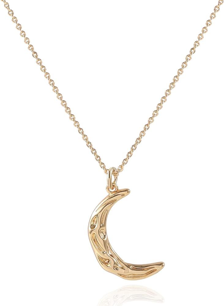 VanHariacc Moon Necklace for Women,14K Gold Plated Handmade Moon Pendant Necklaces,Dainty Cute Adjus | Amazon (US)