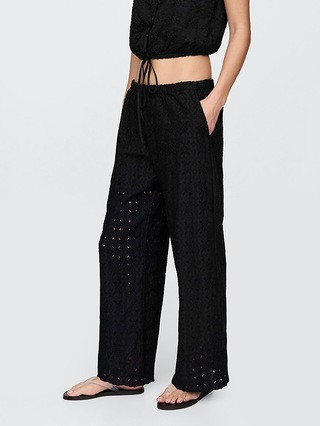 Mid Rise Eyelet Easy Wide-Leg Pants | Gap (US)