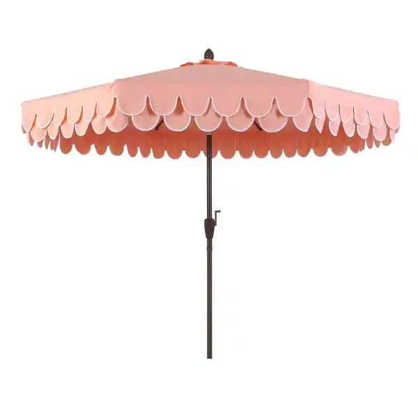 Tracy Coastal Octagon Aluminum Outdoor Market Patio Umbrella with Scalloped Edge, Crank Lift, Til... | Bed Bath & Beyond