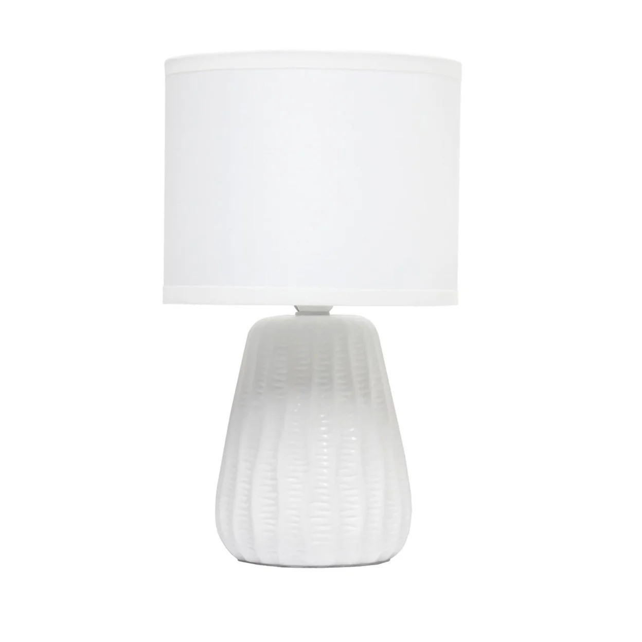 Simple Designs 11.02" Mini Ceramic Pastel Accent Table Lamp with Matching Shade, Off White | Walmart (US)