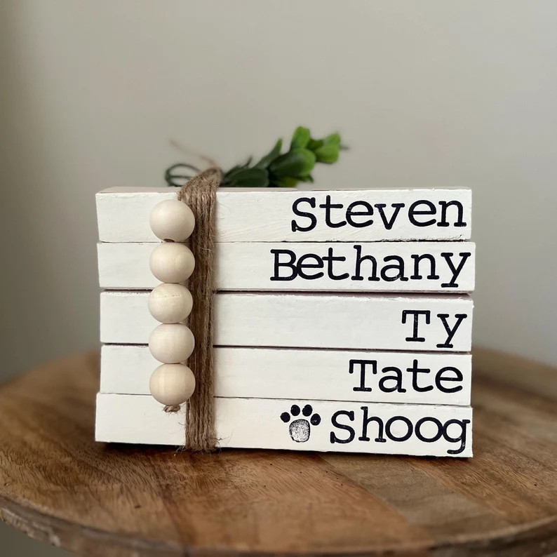 Personalized Stamped Books With Family Names, Stamped Books, Decorative Books, Shelf Decor, Decor... | Etsy (US)