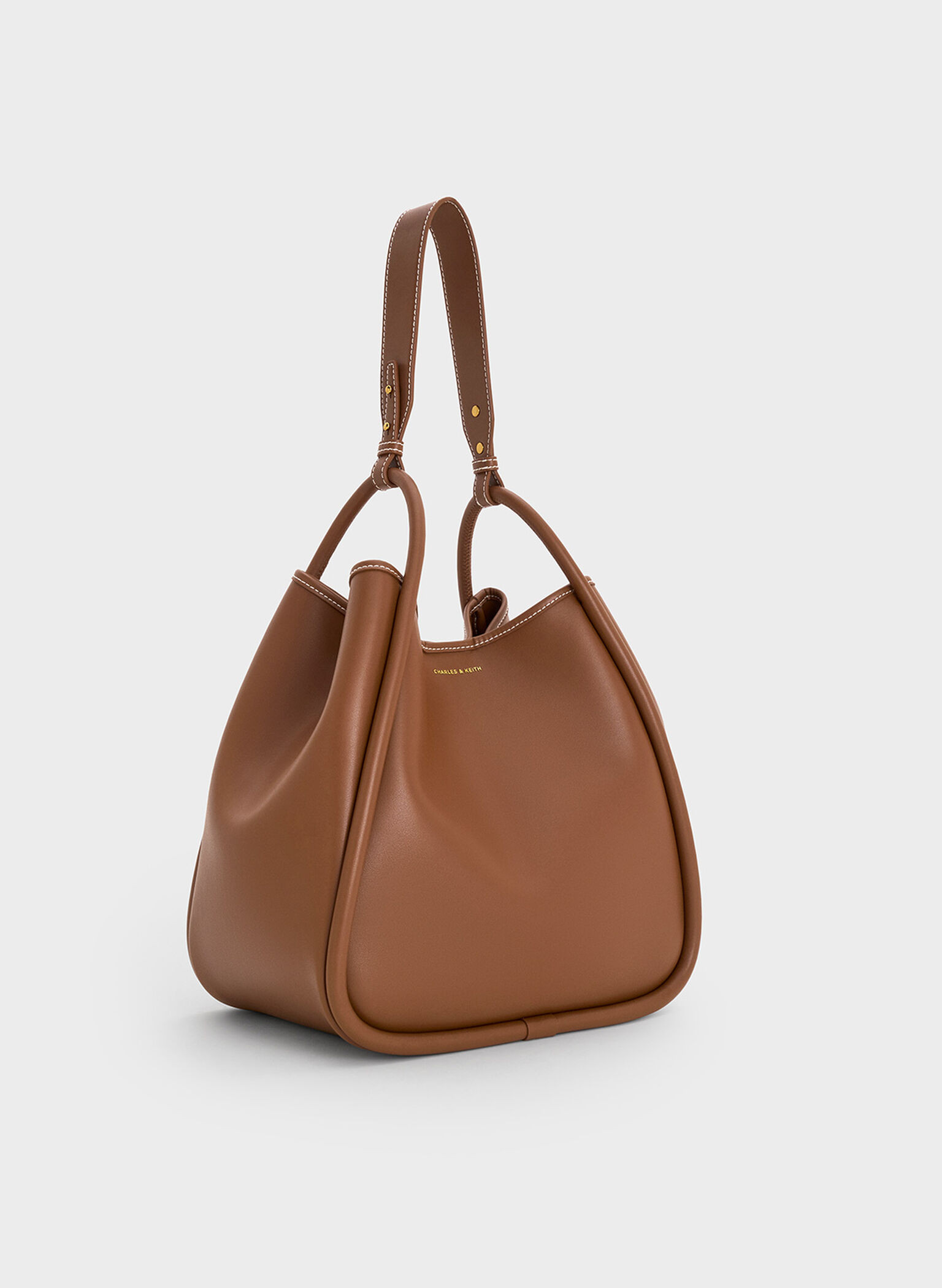 Lyla Tubular Slouchy Tote Bag - Chocolate | Charles & Keith AU