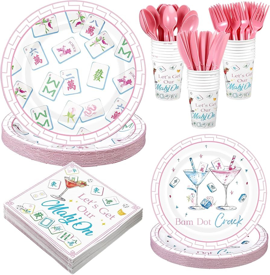 Mimorou 194 Pcs Mahjong Paper Plates and Napkins Mahjong Party Decorations Include Paper Plates C... | Amazon (US)