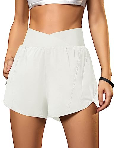 Blooming Jelly Women's Workout Shorts Athletic Running Shorts Crossover High Waisted Gym Shorts w... | Amazon (US)