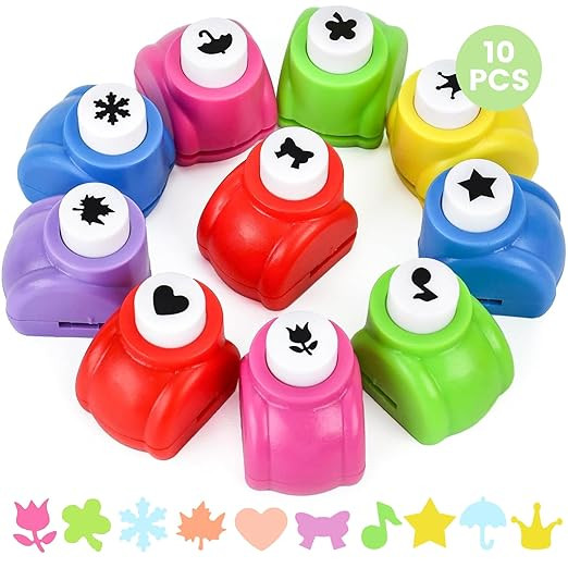 LOVEINUSA 10 Pack Multicolored Shape Paper Hole Punch Craft Set for DIY Crafting, Scrapbooking, H... | Amazon (US)