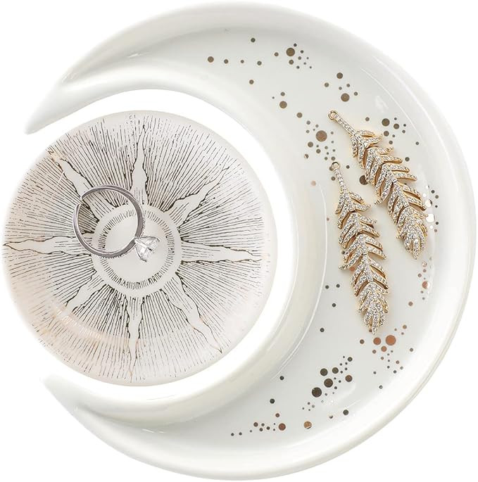 VINCOMIC Moon And Sun Ring Dish, Decorative Trinket Jewelry Dish,Birthday Wedding Mother's Day Ch... | Amazon (UK)