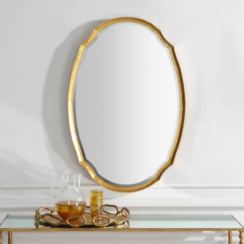 Cinnabar Road Carmichael Antiqued Gold 24" x 36" Wall Mirror | Lamps Plus