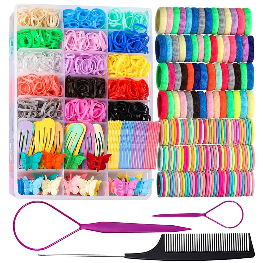 Teenitor Elastic Hair Ties, Hair Accessories for Girls, Colorful Baby Elatic Hair Bands Set with ... | Amazon (US)