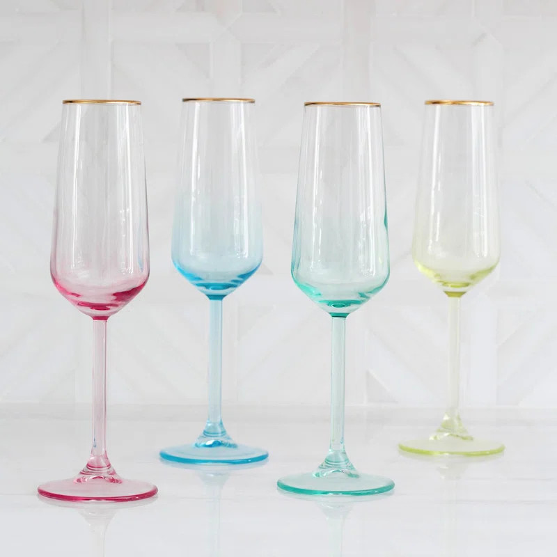 Rainbow 4 Piece 6 oz. Glass Flute | Wayfair North America