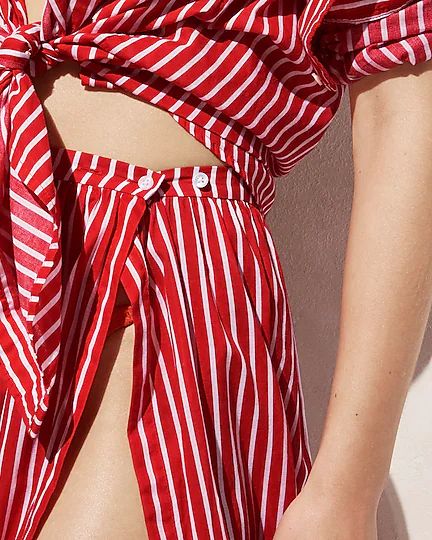 Cotton voile beach skirt in stripe | J.Crew US