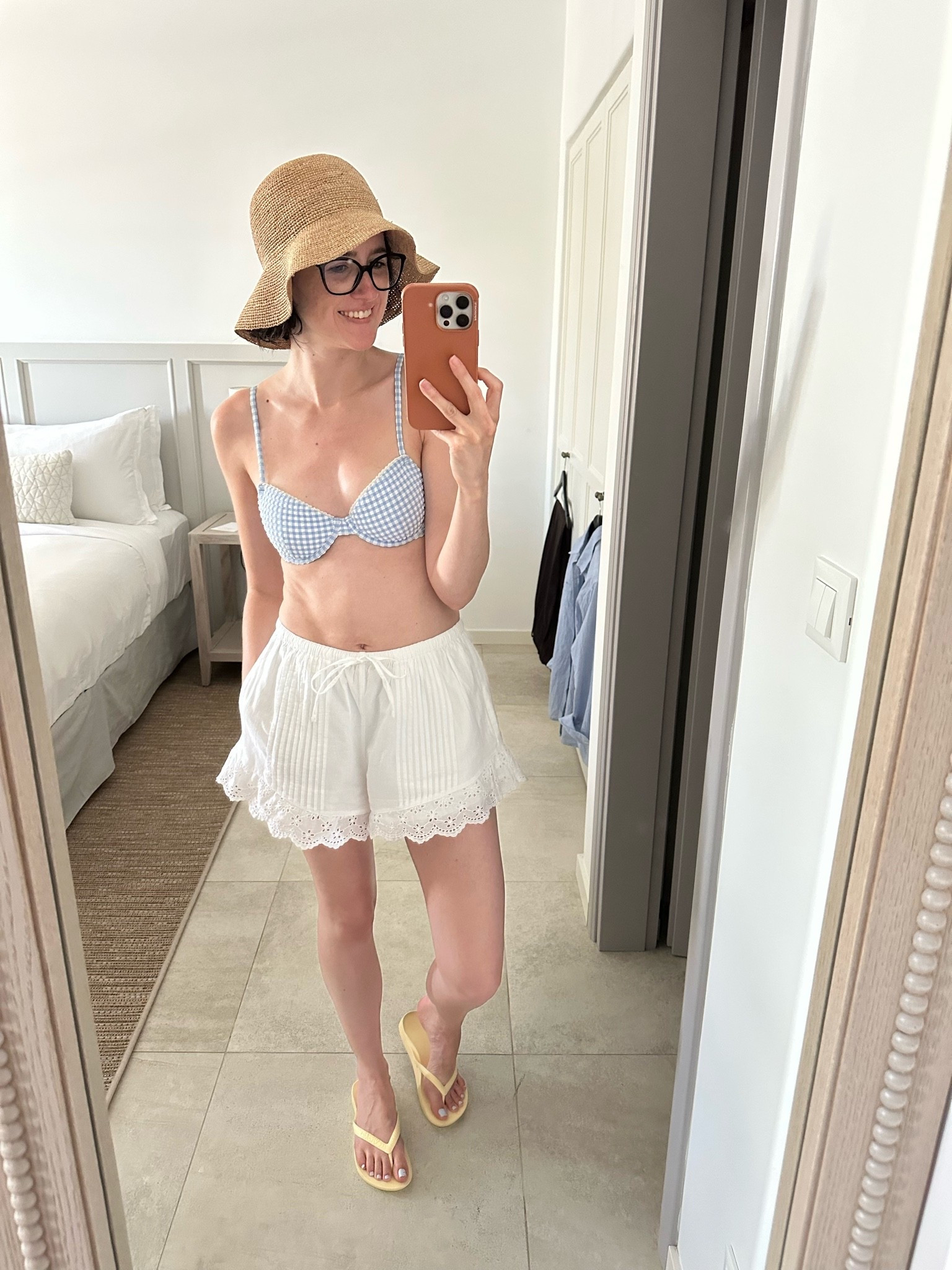 My poolside uniform 🩵☀️💦 bikini top is an XS and shorts are a small. Raffia hat is also a size small & flip flops run true to size 💛

#LTKdayinmylife #LTKootd #LTKTravel