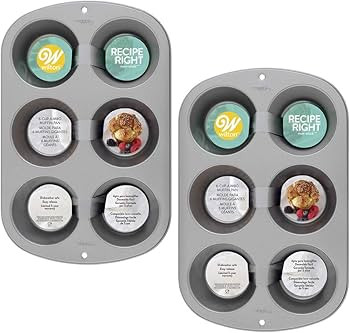 Wilton Recipe Right Non-Stick 6 Cup Jumbo Muffin Pan, 2 count (Pack of 1) | Amazon (US)