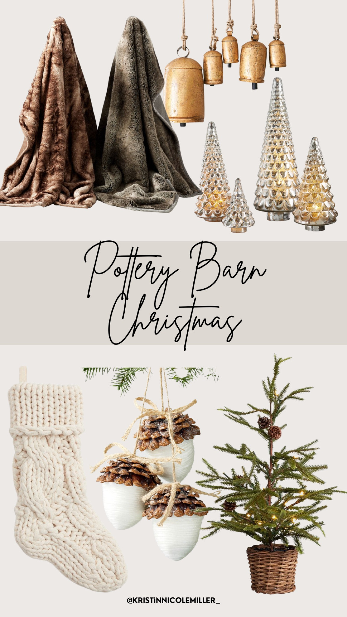 Pottery barn Christmas, holidays, fur blanket, stoneware, glassware, trees, gold bells, sweater stocking, acorn ornament, faux tree 

#LTKhome #LTKSeasonal #LTKHoliday