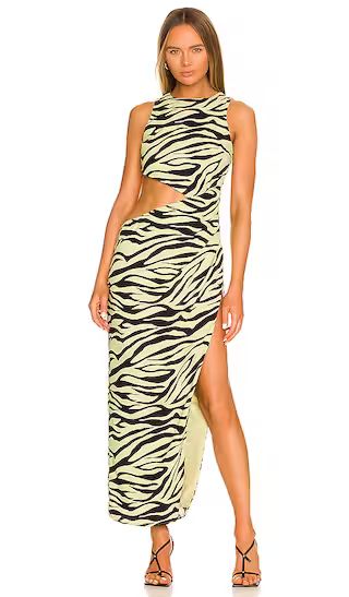 Ivana Cut Out Maxi in Green Zebra | Revolve Clothing (Global)