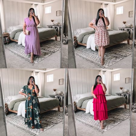 Spring wedding guest dresses from Amazon. True to size, wearing a large in all! 

#LTKfindsunder100 #LTKmidsize #LTKwedding