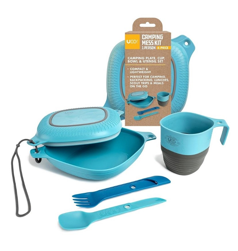 Make and take meals on the go with the UCO 6-Piece camping cooking set. Includes a plate, bowl, cup, a Switch Spork utensil, and 1 bungee tether. Both the bowl and the plate have rubberized grips on the bottom that ensure your camping cooking gear stays put. The spork is contoured to match the inside of the bowl and plate, making it easy to get every last crumb or drop of soup. When it comes time to pack up, the foldable cup nests inside the bowl and plate, which connect to form an airtight seal and the included stretch tether secures the spork to the kit. #camping

#LTKU #LTKTravel #LTKSeasonal