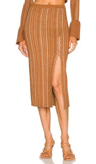Vance Midi Knit Skirt in Bronze | Revolve Clothing (Global)
