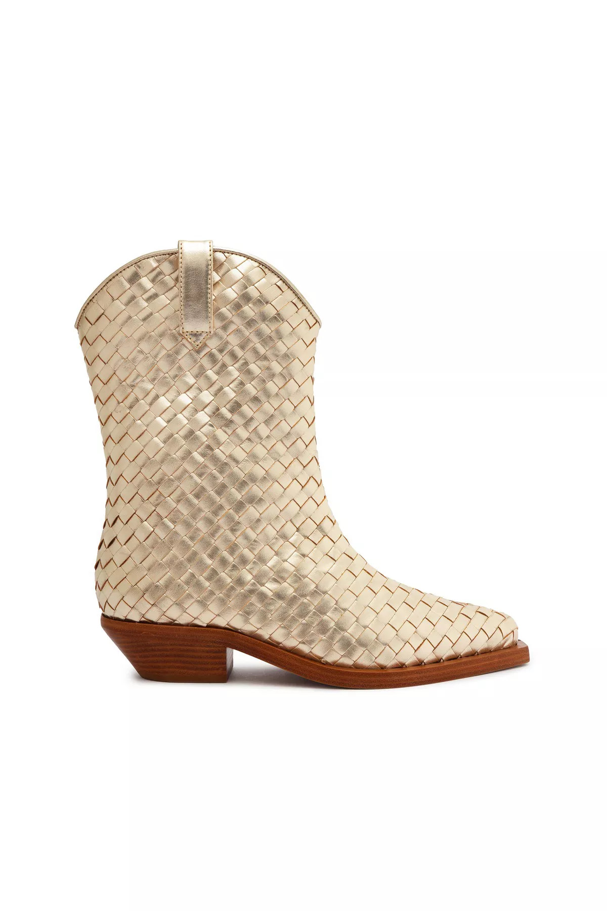 Cicera Woven Metallic Leather Bootie | The Mile