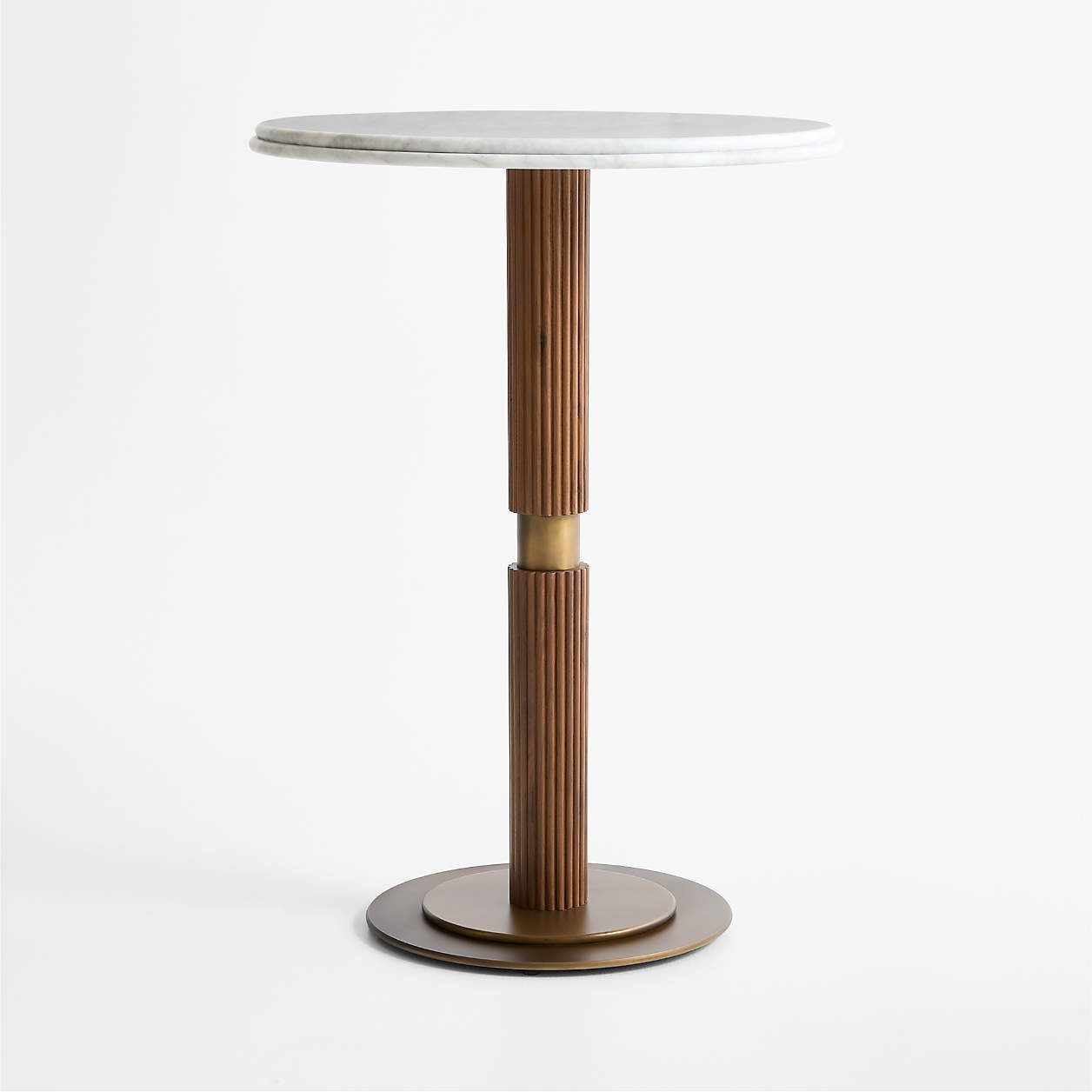 Chelsea 30" Carrara Marble and Walnut Round Bar Table | Crate & Barrel | Crate & Barrel