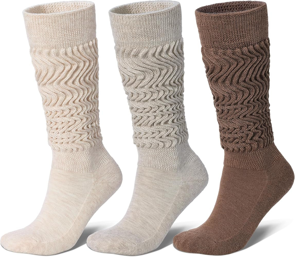 Tough Land Merino Wool Slouch Socks for Women Soft Knee High Scrunch Warm Cozy Stacked Boot Socks... | Amazon (US)