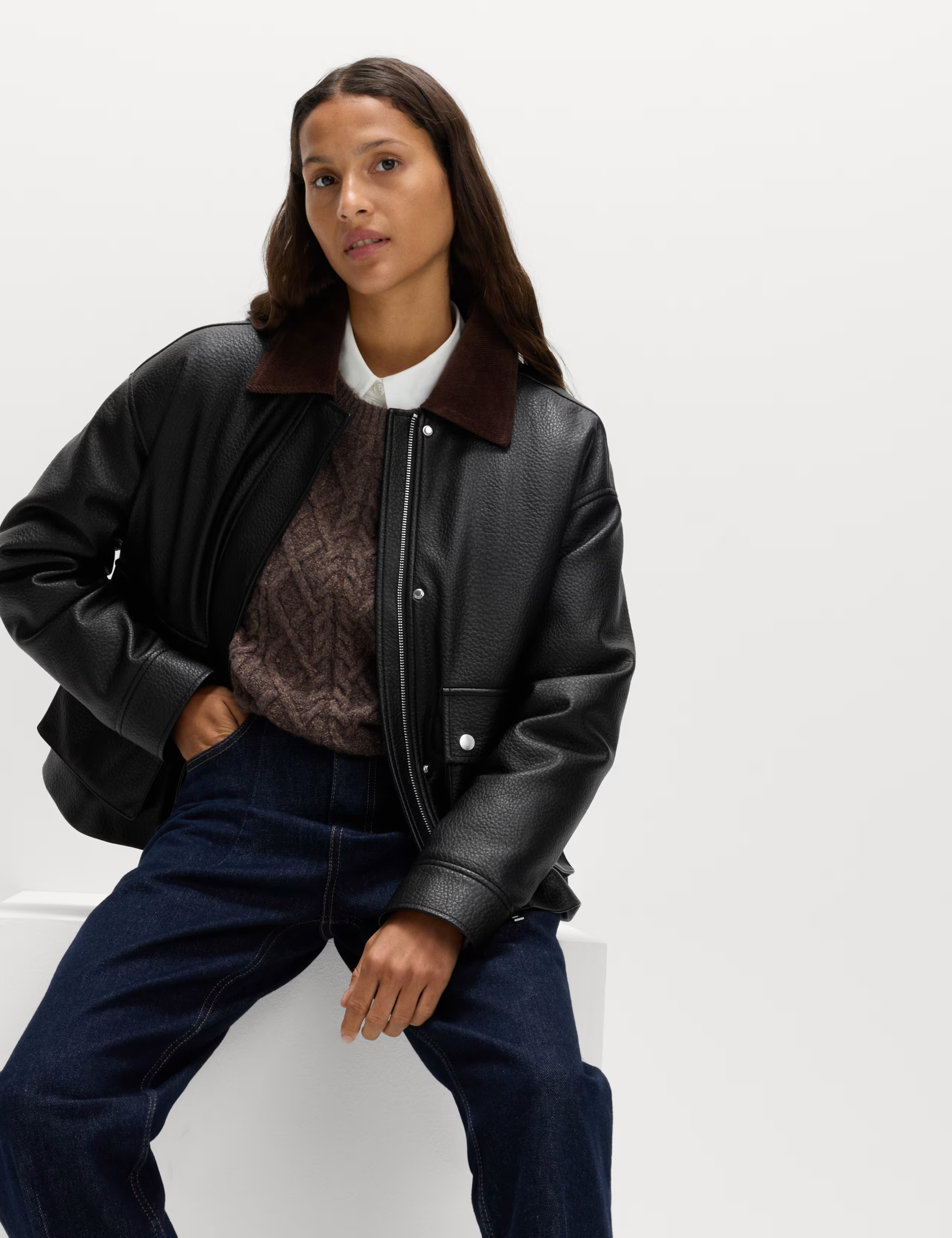 Faux Leather Padded Corduroy Collar Jacket | Marks & Spencer (UK)