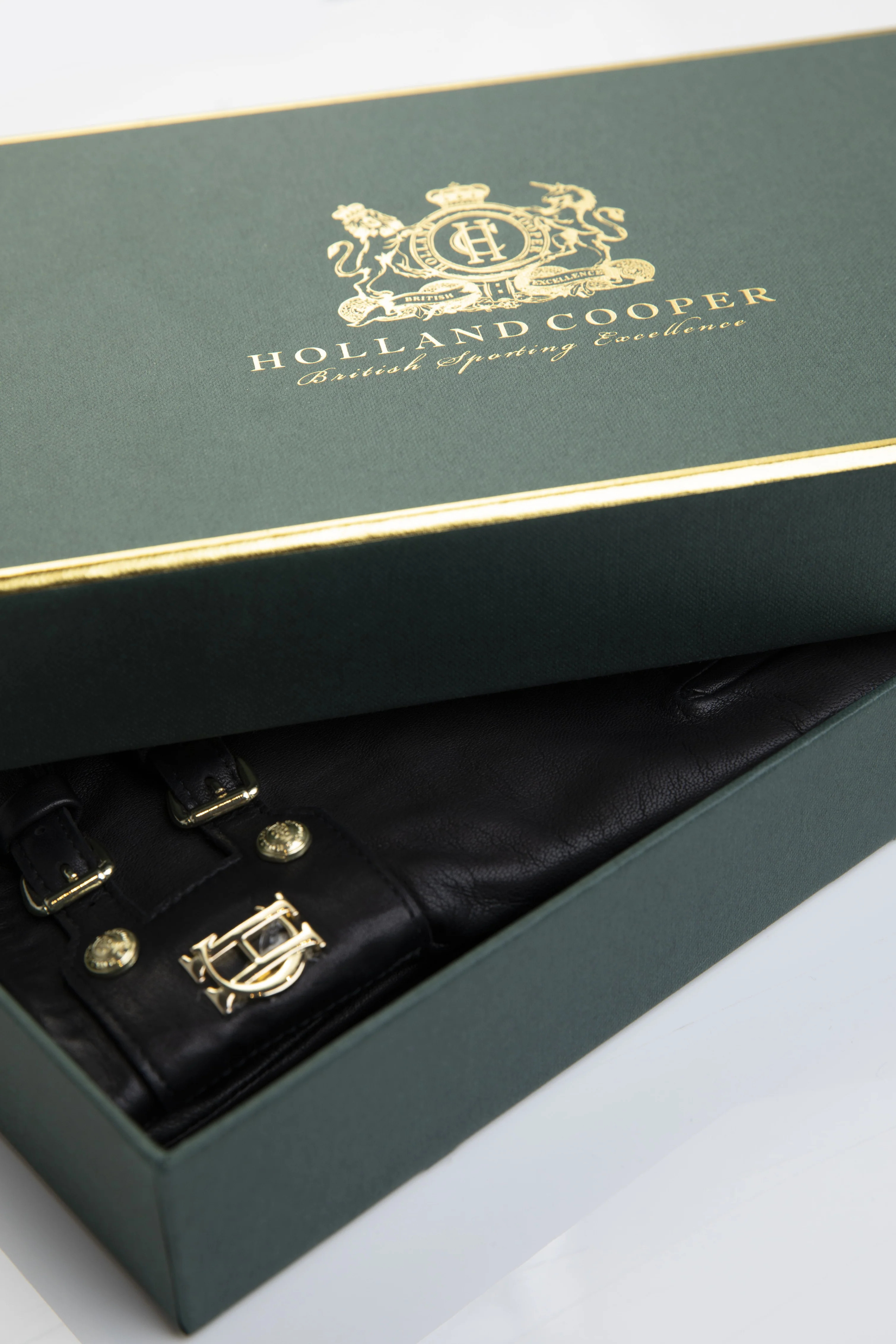 Monogram Leather Gloves (Black) | Holland Cooper