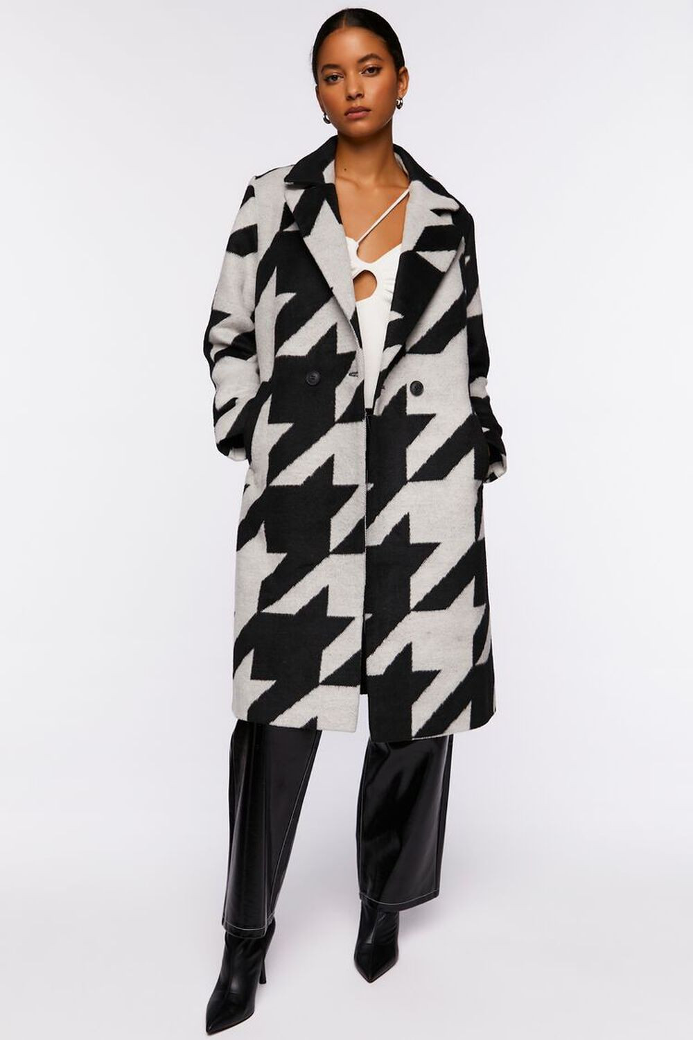 Brushed Houndstooth Duster Coat | Forever 21 (US)