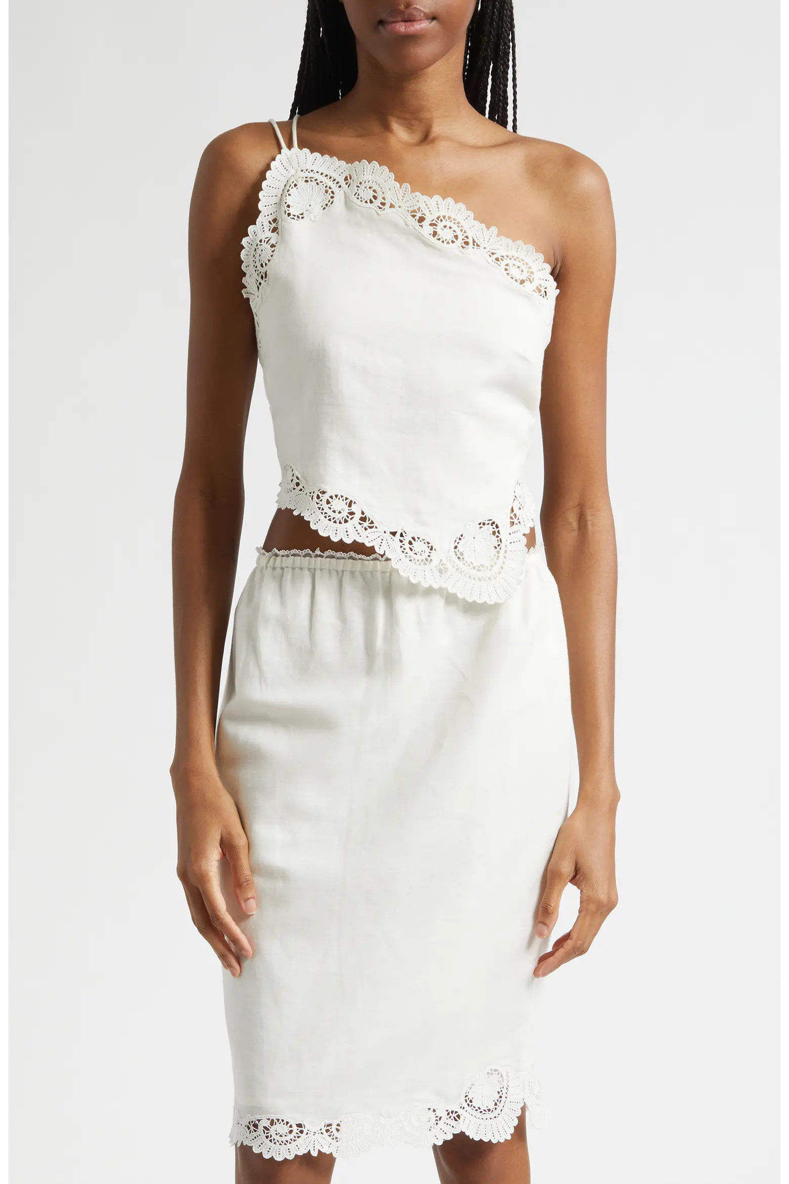 POSSE Darya Brodierie Trim One Shoulder Tie Back Top (Women) | Nordstrom | Nordstrom