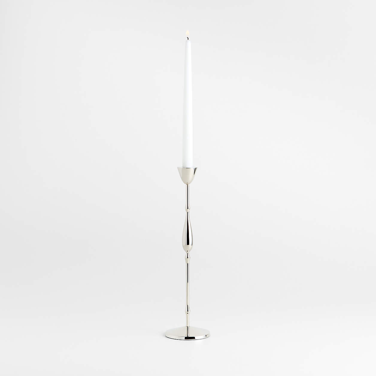 Beaded Medium Polished Chrome Taper Holder 14.5" + Reviews | Crate & Barrel | Crate & Barrel