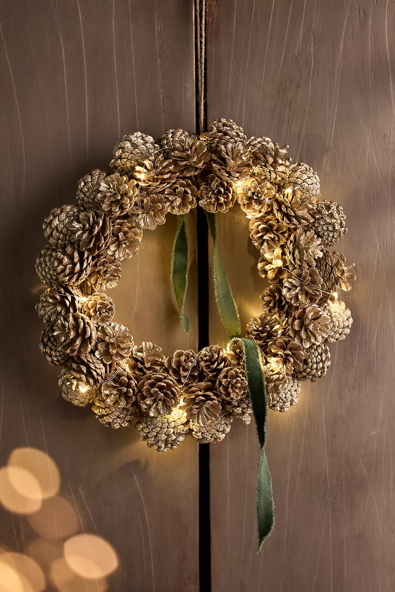 Pre-Lit Pine Cone Wreath | Anthropologie (US)
