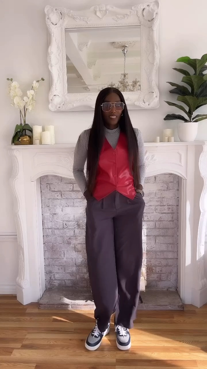 AD | Here’s 4 chic ways to style this button down closure, sleeveless, solid color, v neck, fitted fit,faux leather vests and is so easy to match! hopefully this  inspires you for the transition between summer to autumn. Let me know which outfit with the vest is your favourite!
 
I added other turtlenecks just in case you like other colours! 
#EdgyClassic #UrbanChic #fallfashion #Summerstyling #stylingreels #falloutfitinspo #falloutfitideas #fallootd #casualchic 

#LTKVideo #LTKSeasonal #LTKStyleTip