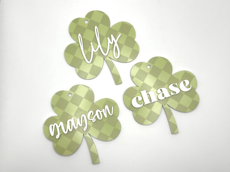 Retro Shamrock Acrylic Tag With 3D Name Personalized Custom Gift St Patrick's Hanger Tag Clover T... | Etsy (US)