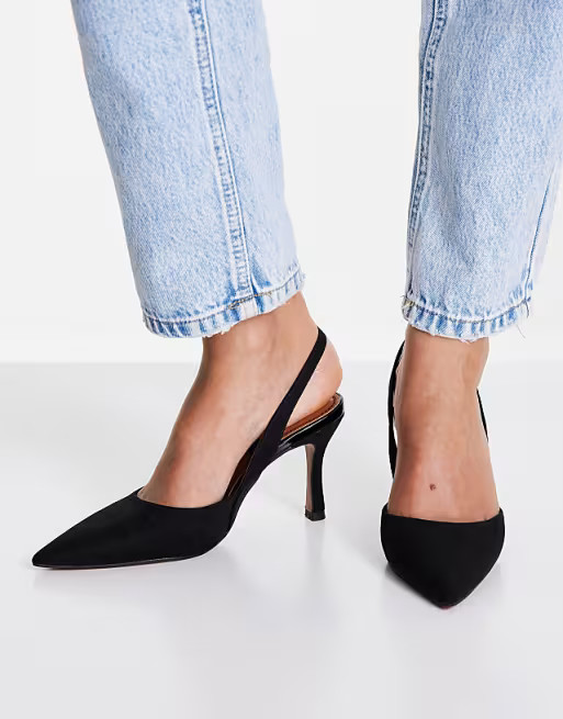 ASOS DESIGN Samber slingback stiletto heels in black | ASOS (Global)