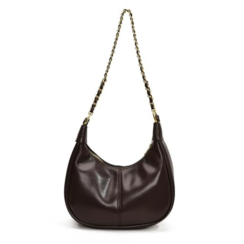 JQAliMOVV Crescent Bag Crossbody Purses for Women Trendy Shoulder Bag with 2 Shoulder Strap Fall Hobo Purse Slouchy Bag (Coffee) | Amazon (US)