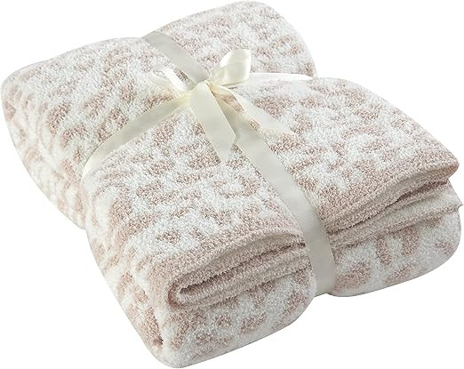 100% Polyester Microfiber Fluffy Leopard Knitted Throw Blanket Super Soft Cozy Lightweight Thick ... | Amazon (US)