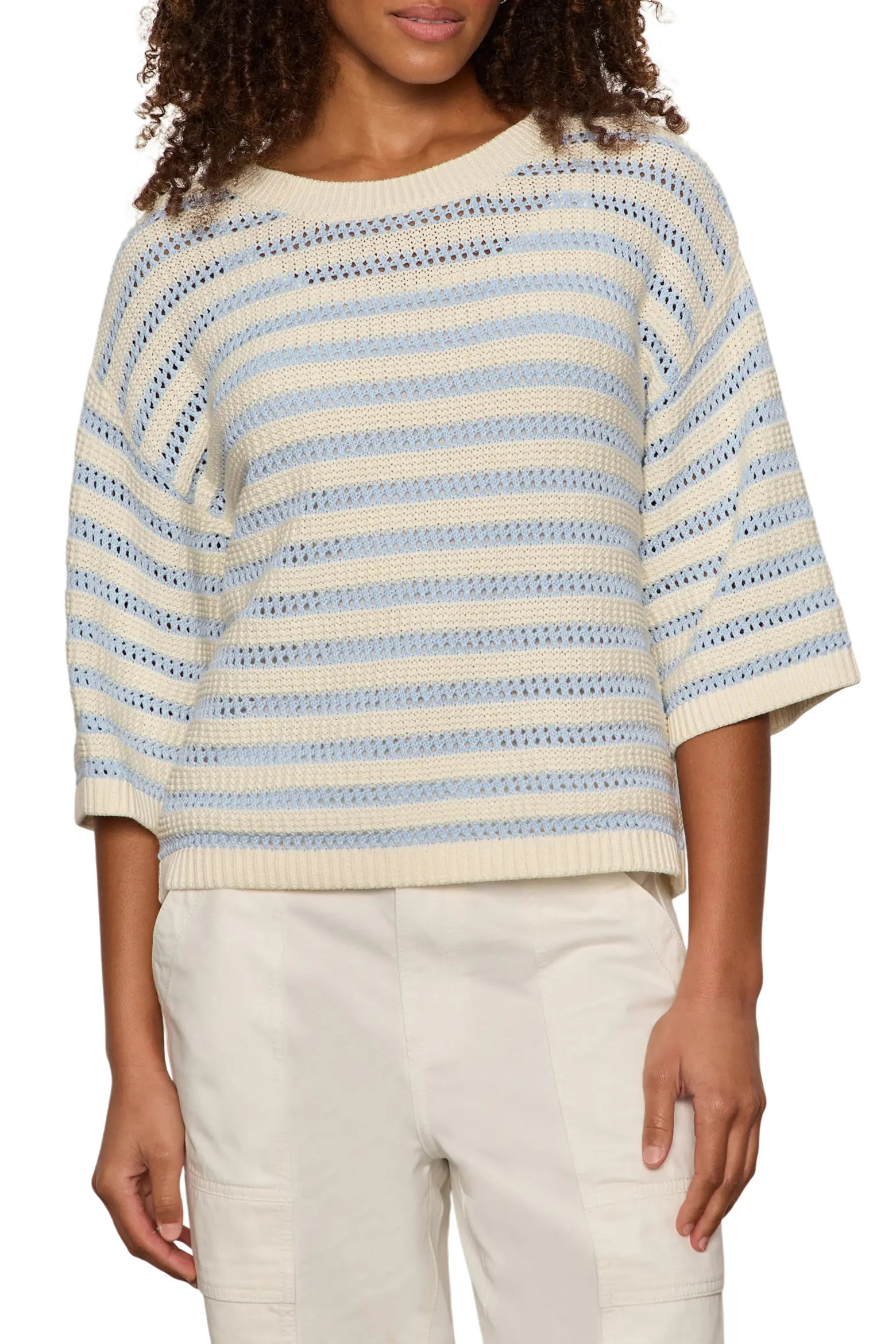 Elle Stripe Crochet Knit Sweater (Women) | Nordstrom | Nordstrom