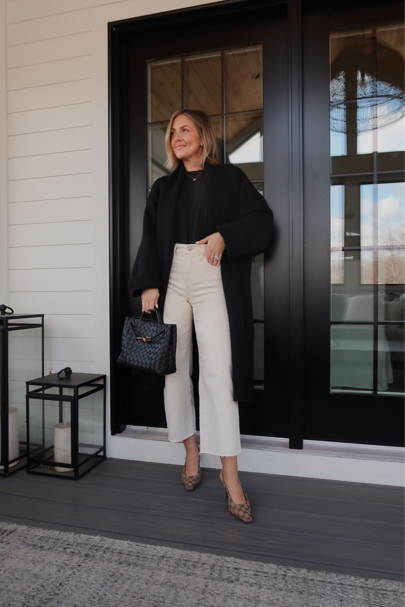 One Size Anthropology cardigan / Small A&F tee / 24 Petite jeans / Heels are true to size 🖤

#LTKfindsunder50 #LTKfindsunder100 #LTKshoecrush