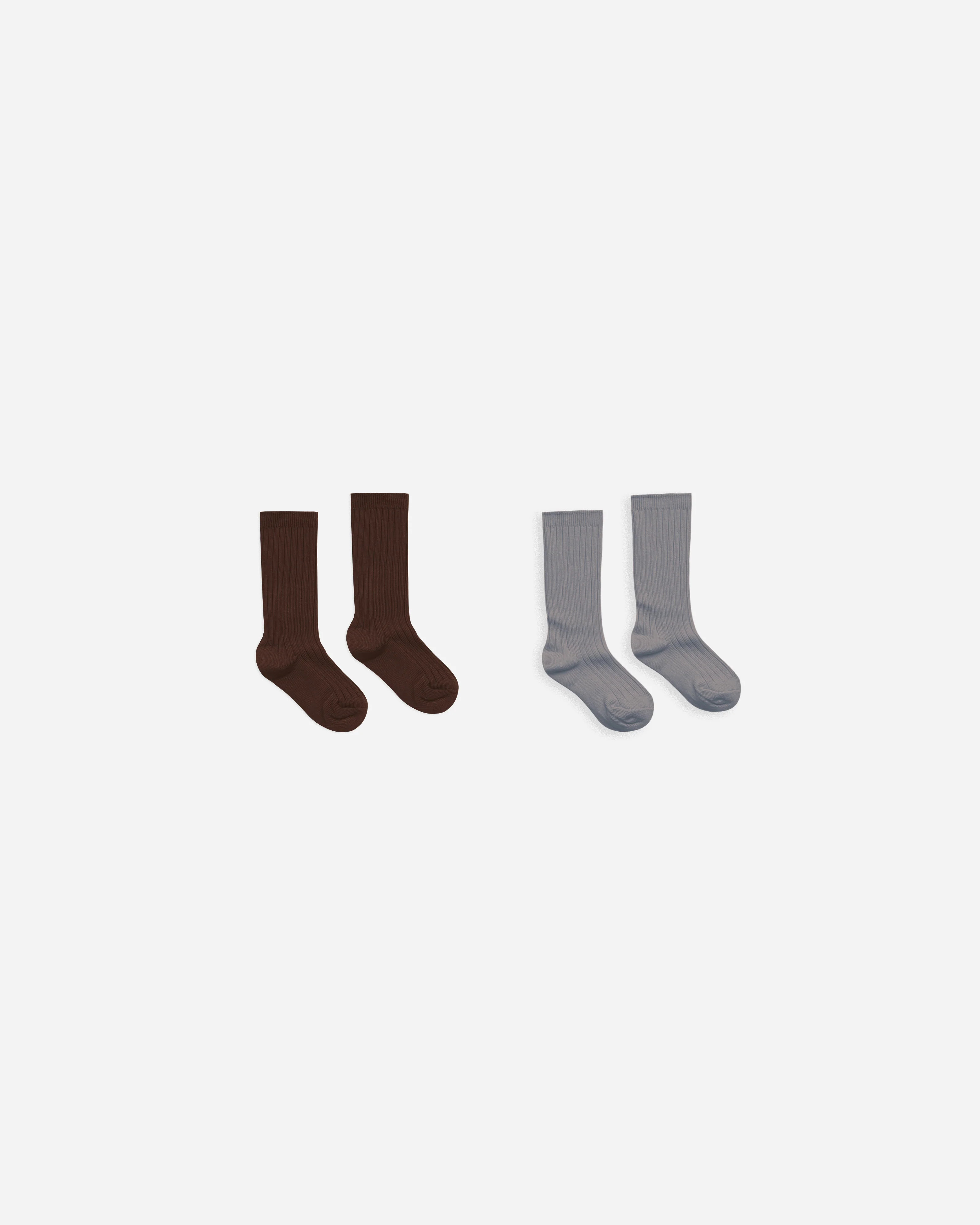 Ribbed Socks || Brown, Dusty Blue | Rylee + Cru
