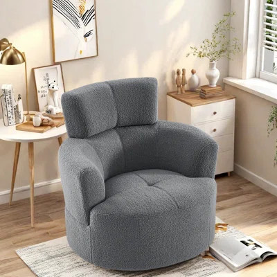 Luxury Swivel Accent Chair – 360° Rotating Base, Adjustable Headrest, Ultra-Soft Berber Fleece, Ergonomic Wide Seat, Modern Cozy Lounge Chair For Livi | Wayfair North America
