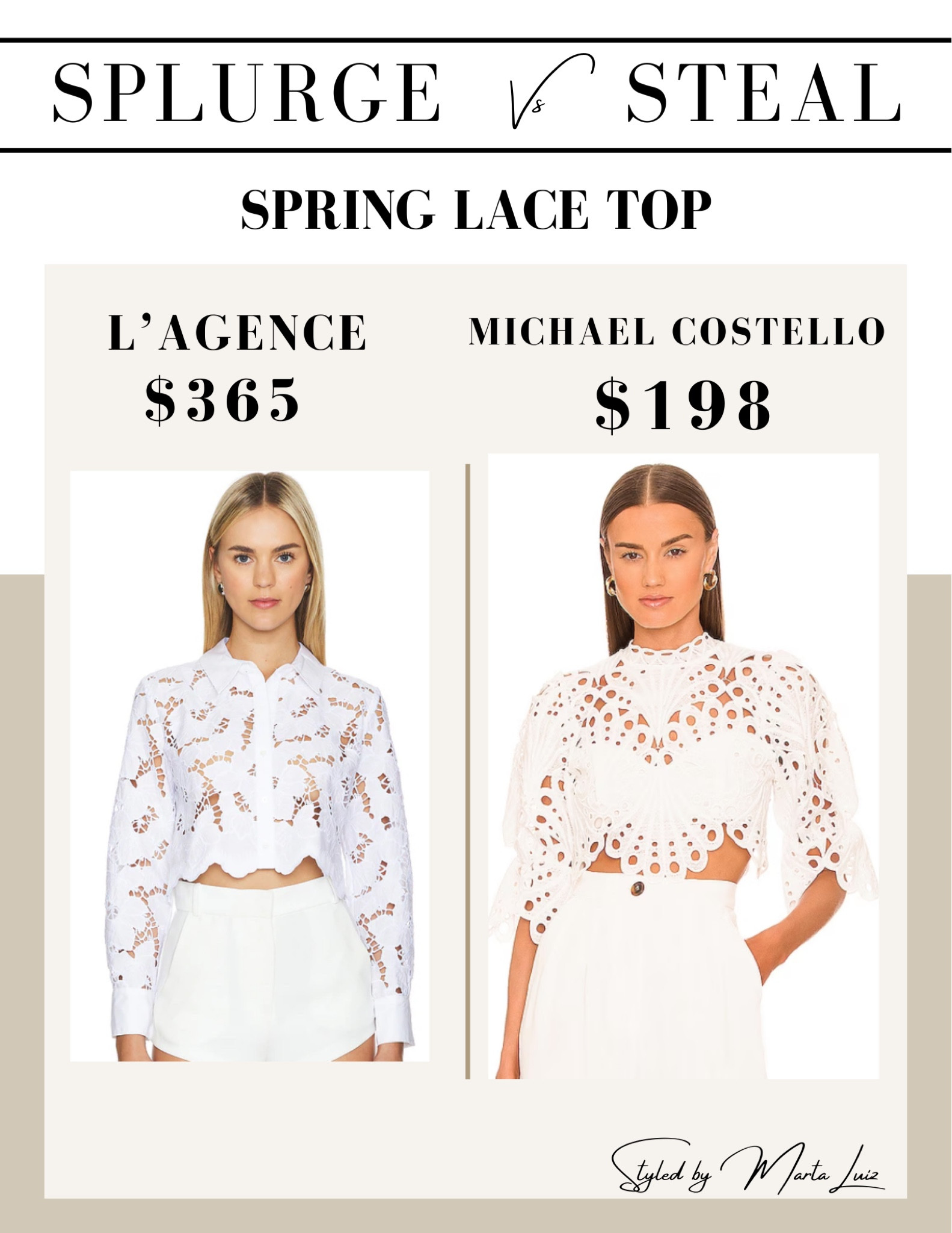 Splurge vs Steal
Spring Elevated tops
White lace blouse


#LTKstyletip #LTKSeasonal