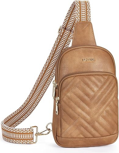 Telena Sling Bag Crossbody Leather Fanny Pack Cross Body Purse Chest Bag for Women with Adjustabl... | Amazon (US)