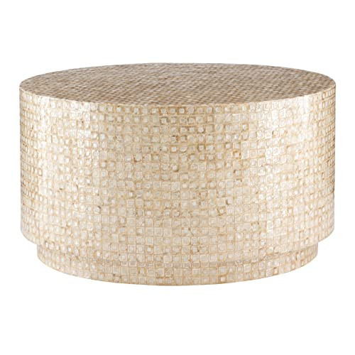 Linon Gold Capiz Mosaic Kiro Coffee Table, 30 in x 30 in x 17 in | Amazon (US)