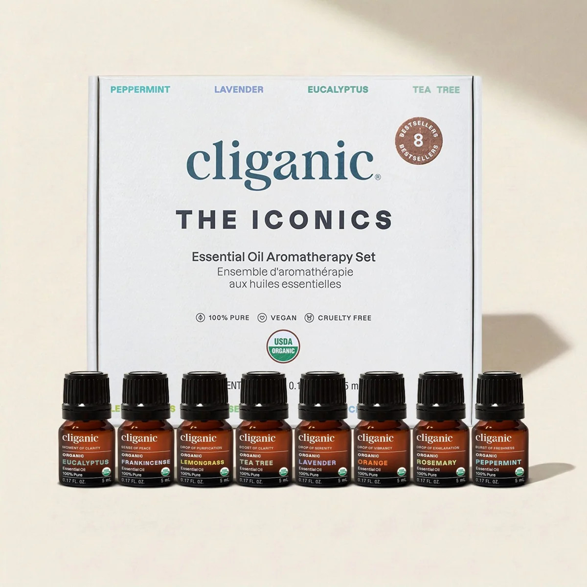 8-Piece Essential Oil Aromatherapy Set | Cliganic