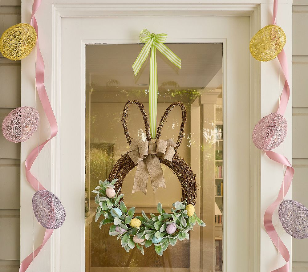 Easter Bunny Outdoor Light-Up Wreath | Pottery Barn Kids