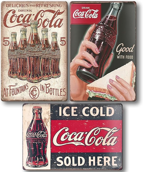 Coca Cola Tin Signs | Vintage Metal Decor Bar Cool Things For Man Cave | Coke Retro Funny Stuff W... | Amazon (US)