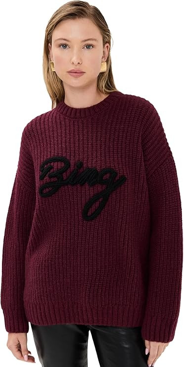 ANINE BING Women's Sydney Crew Signature Sweater | Amazon (US)