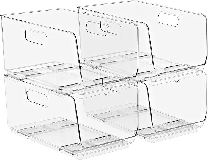 Sorbus Stackable Storage Bins Open Front - Clear Stackable Storage Bins - Pantry Bins for Storage... | Amazon (US)